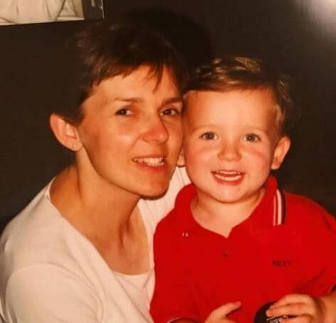 Little Ben Chilwell with his mother.